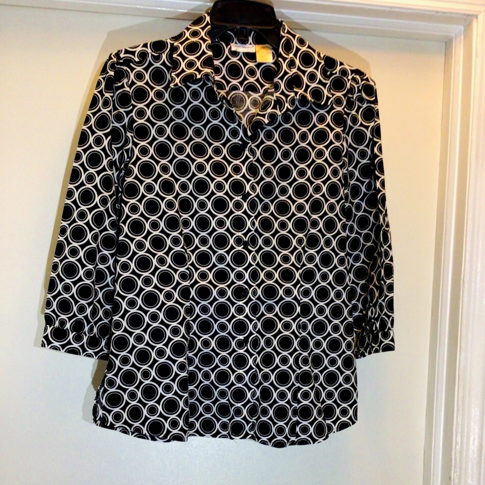 🔥Harve' Benard  Circle Geometric Print 3/4  Sleeve Blouse